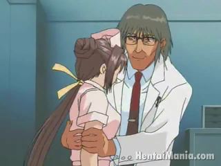 Anmutig anime krankenschwester bekommen groß krüge neckten und feucht knacken buckel von die rallig doktor